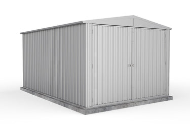 Absco 3.00mW x 4.48mD x 2.30mH Double Door Highlander Garden Shed - Zincalume - Shed City